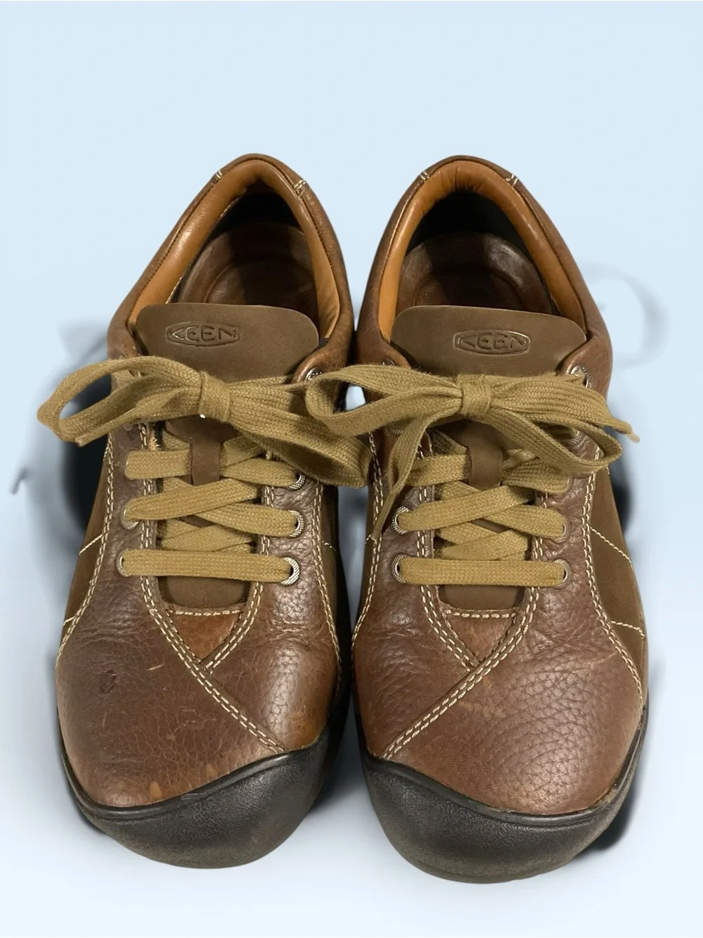 Keen Brown Leather Lace-Up Presidio Sneakers Women's Size 8